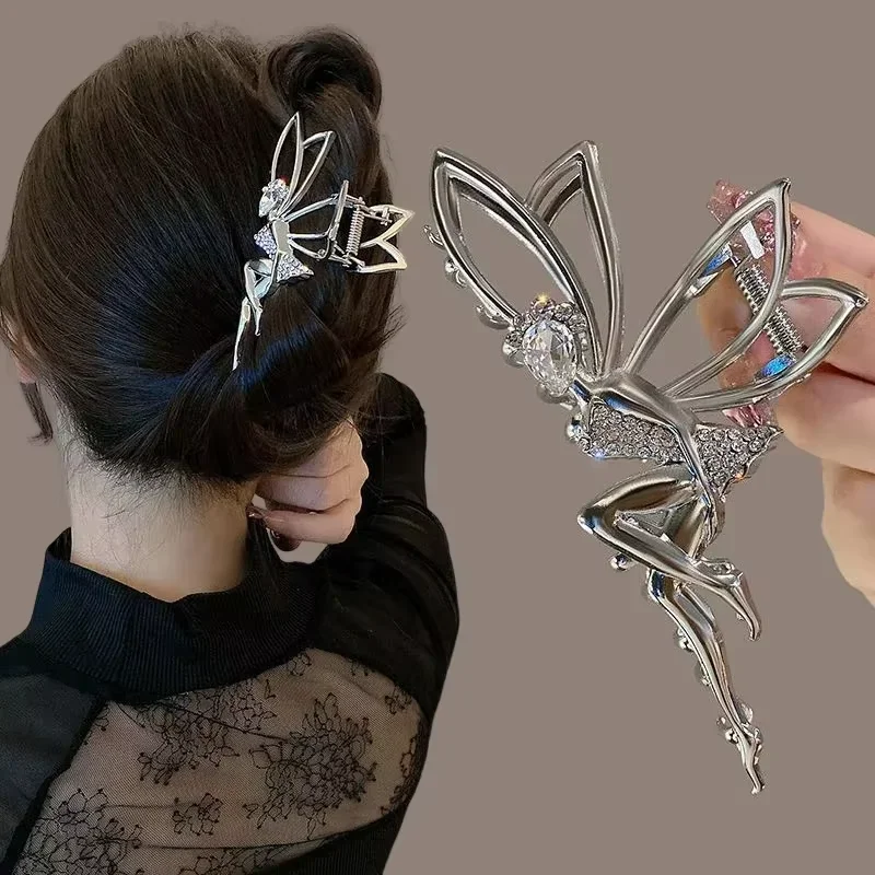 Fashion Large Elf Hair Claws for Women Metal Ponytail Hair Clip Female Party Hairpin Crystal Dance Elves Women Hair Accessories