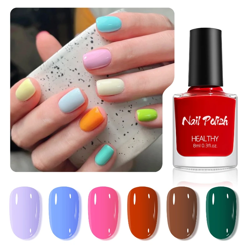 

Solid-color Odorless Water-based Peelable Nail Polish in Glass Bottles for DIY Nail Art Design No Lamp Curing Required