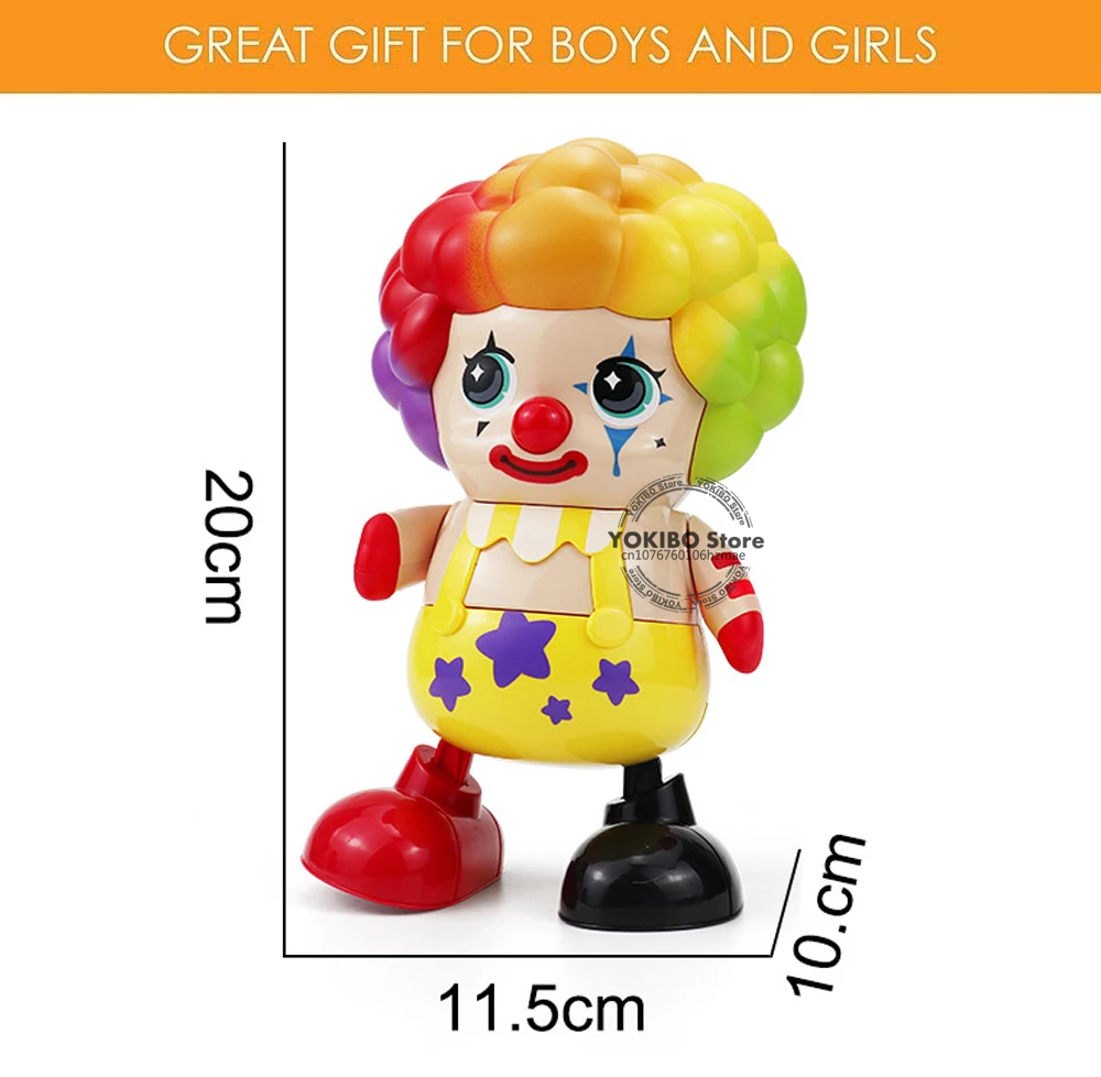 Baby Musical Clown Toy, Dancing Walking Clown Toys - Interactive Action Learning Educational Flapping Light up Dancing Clown