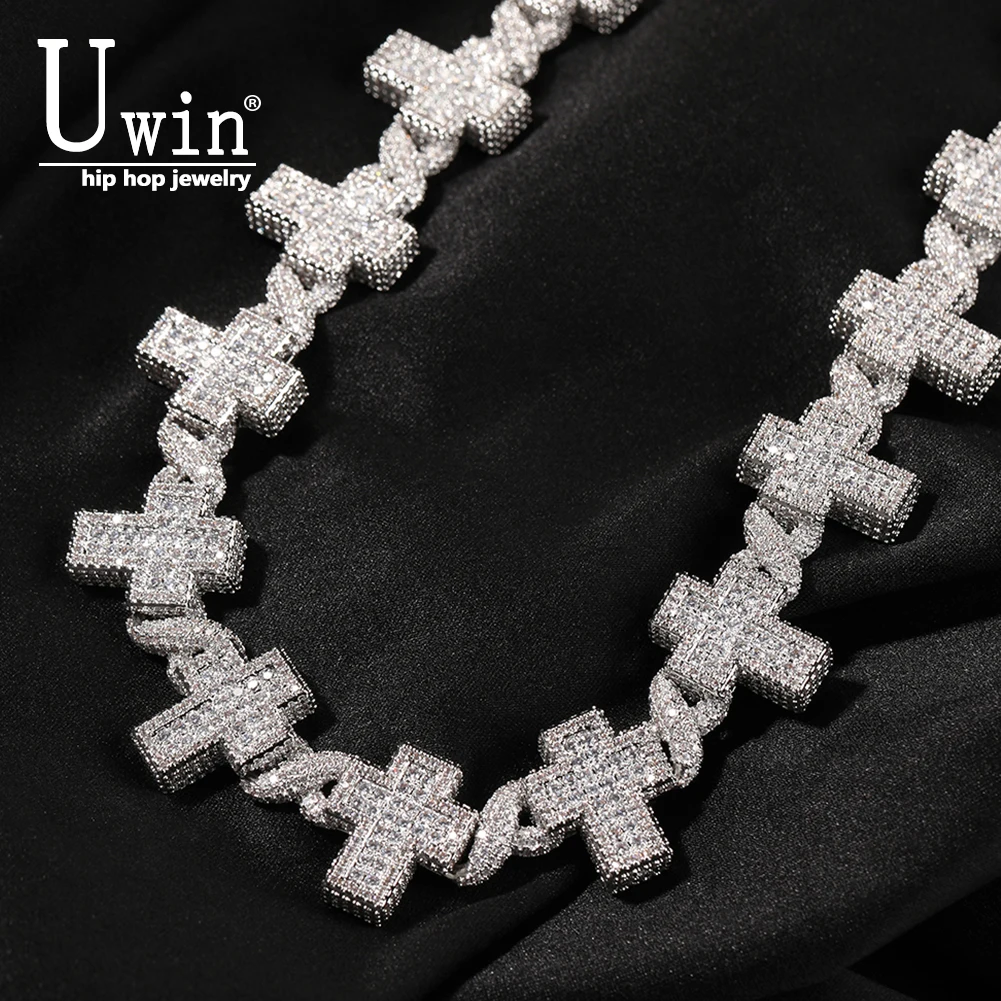 UWIN Baby Cross Necklace Full Iced Out CZ Cuban Chain Cubic Zircon Fashion Luxurious Choker HipHop Jewelry