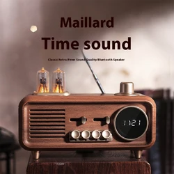 Retro Wireless Speaker Portable Vintage Radio Speaker With Clock Atmosphere Lights For Home Office Outdoor Party