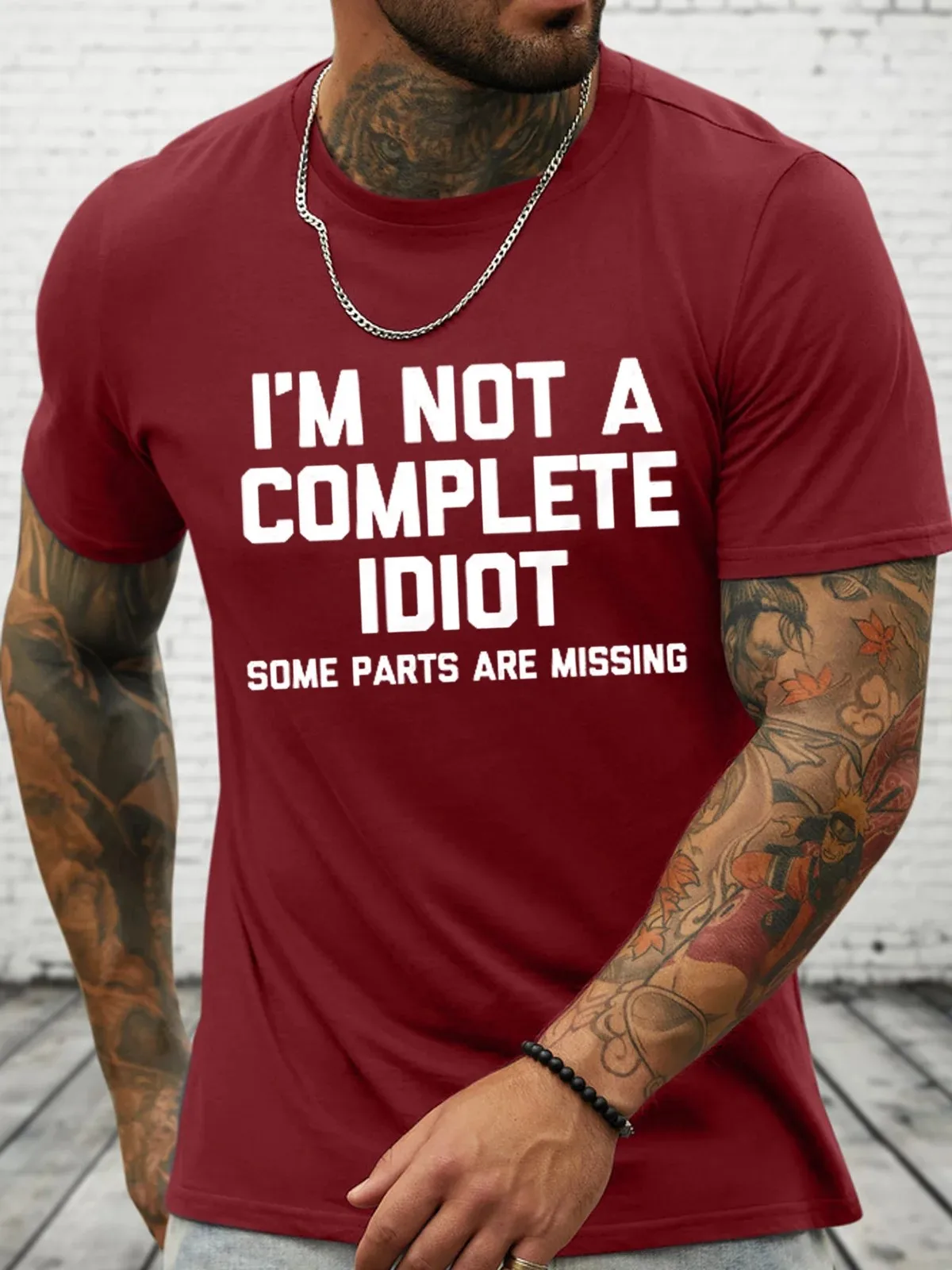 Cotton I'm Not A Complete Idiot Some Parts Are Missing Loose Casual Crew Neck Text Letters T-Shirt