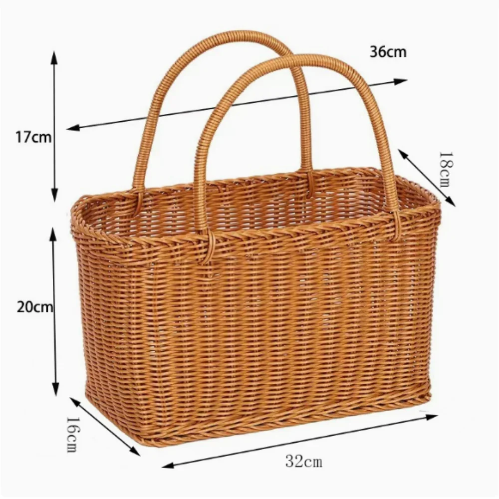 Lightweight Storage Basket Rattan Materia With Handle Picnic Basket Large Size Eco-Friendly Hand-woven Basket Camping Use