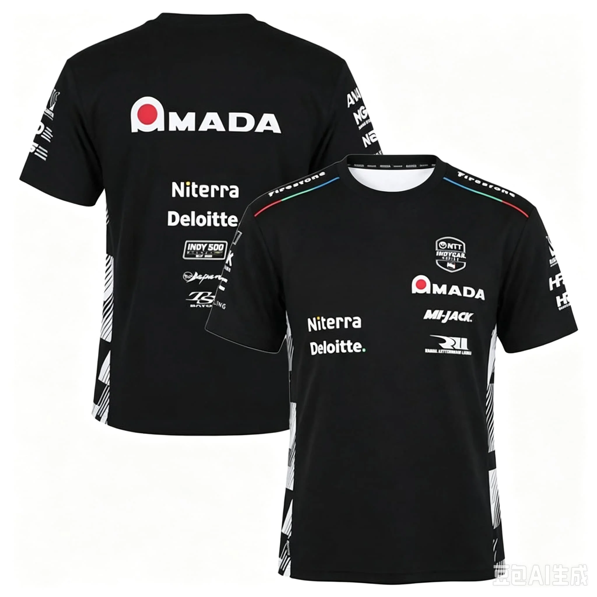 Men IndyCar Racing Team Short Sleeve T‑Shirt Black  Print Summer Casual Motorsport Fan Quick‑Dry Sport Tops Moto Colthing