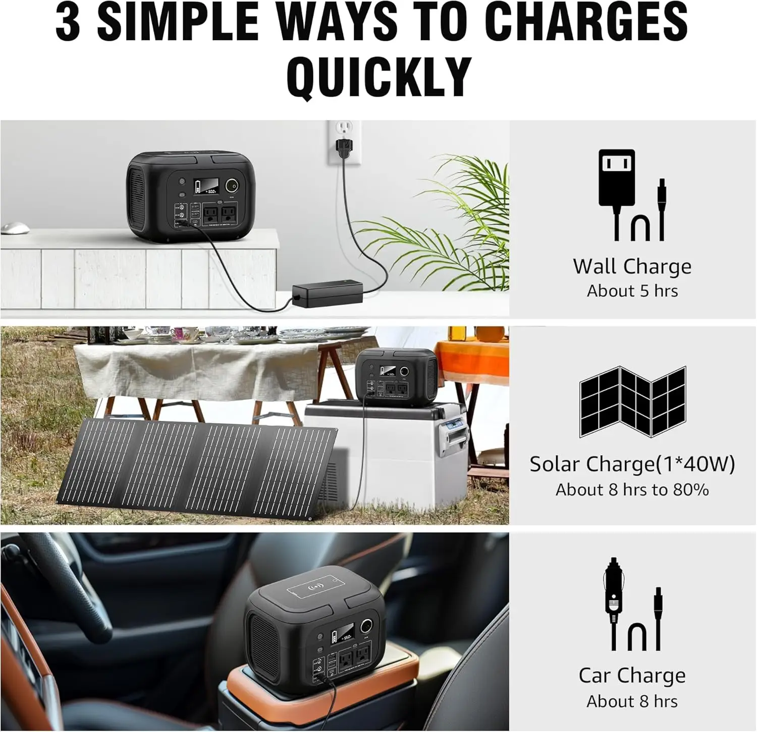 300W 260Wh Portable Power Station with Solar Panels 40W Solar Generator with AC Outlet 110V for Outdoor Garden Travel Camping RV