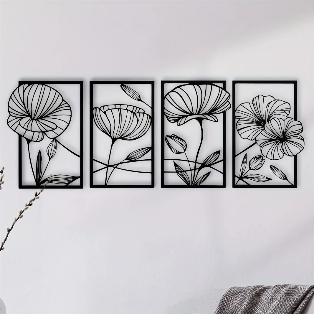 CIFBUY 4 Pcs Metal Lotus Flower Wall Decor – עיצוב אומנותי פשוט, מושלם לבית ולחוץ