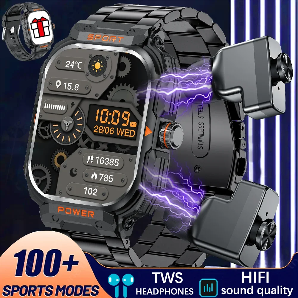 

2024 Smartwatch with TWS Bluetooth Earphones Accurate Heart Rate and Blood Pressure Monitoring Ideal for Sports Fits Android/iOS