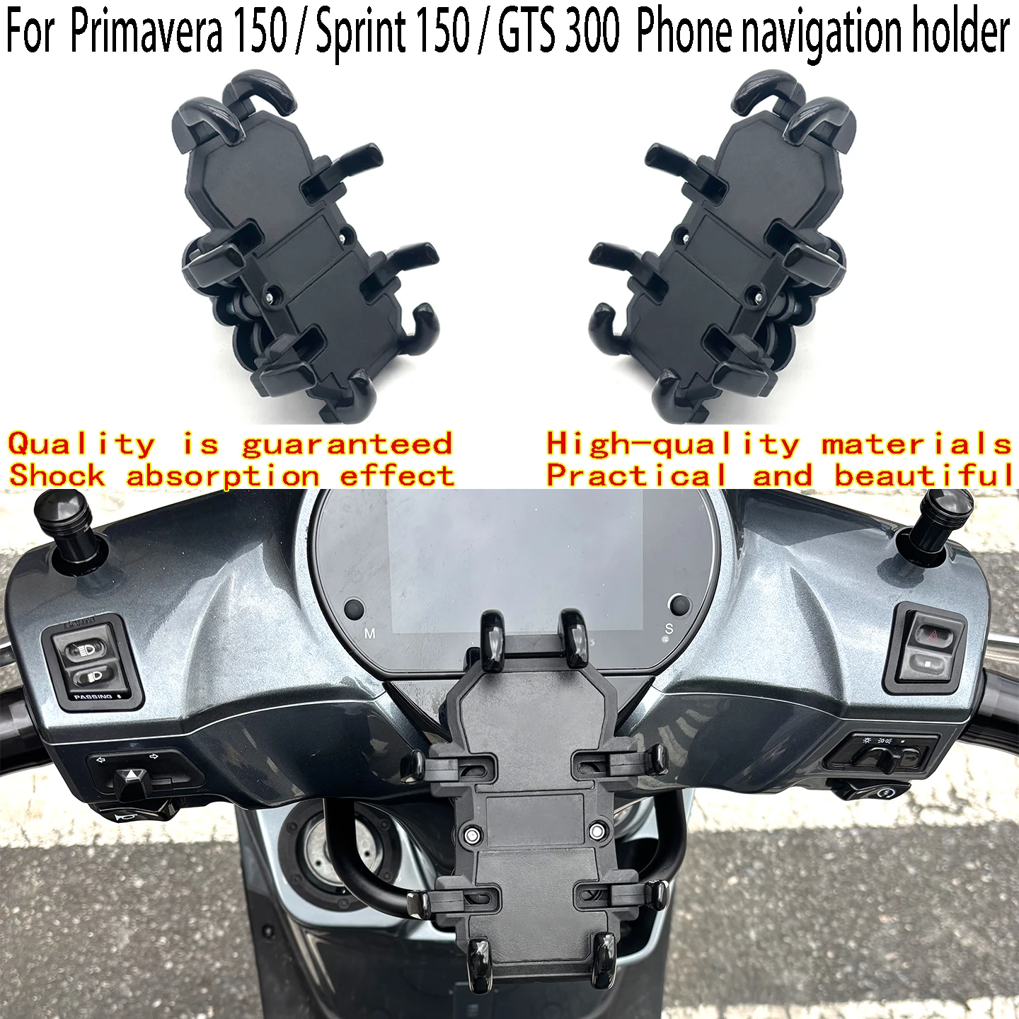 

For Primavera 150 Navigation bracket Sprint 150 Phone navigation hol GTS 300 Phone stand Shock-absorbing phone clip Rack armrest