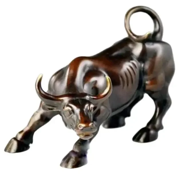 

19 cm Copper Statue Copper Brass CHINESE crafts decoration Big Wall Street Bronze Fierce Bull OX Statue 8inch