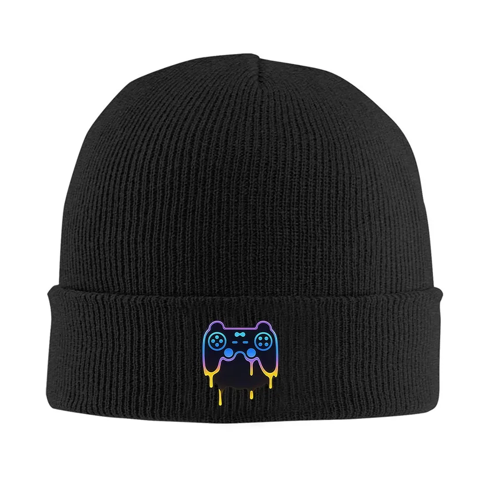 Neon Game Controller Print Beanie Hat Unisex Warm Knit Cap for Fall Winter Outdoor Use