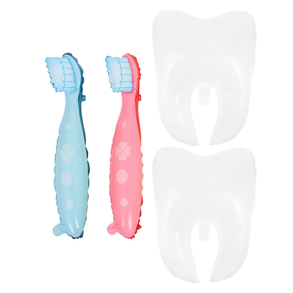 4pcs Teeth Care Party Balloons Oversized Toothbrush Tooth Shaped Foil Decorations Theme Graduation Baby Shower Easter