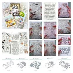 2024 New Halloween Word Strips Spooks Candy Mice Farm Tree Builder Dies and Clear Stamps DIY Making Greetins Cards Scrapbooking