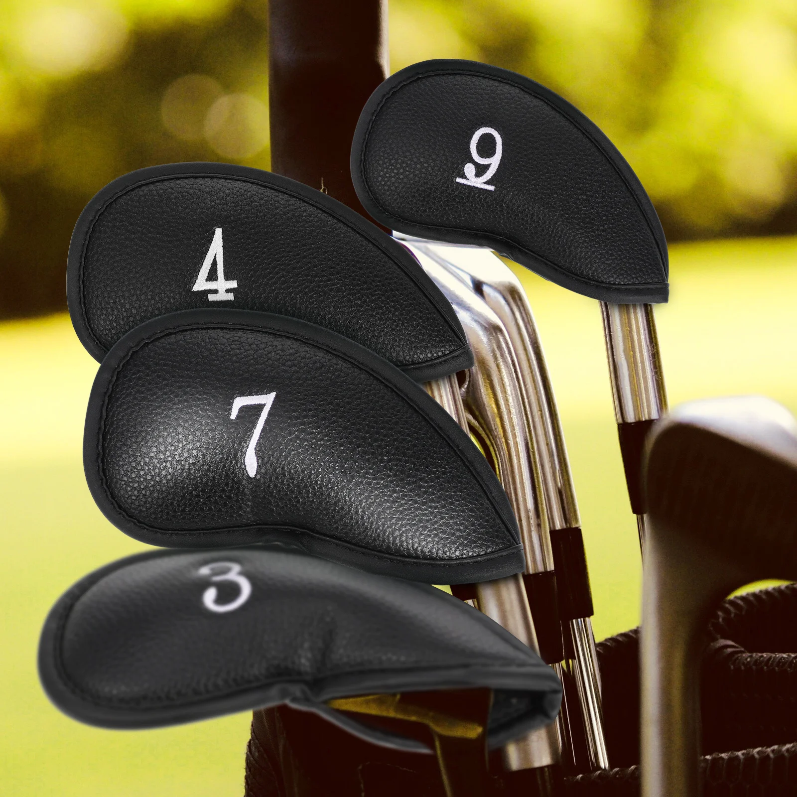 

12Pcs Golf Club Covers PU Protective Golf Iron Putter Head Covers Universal Fit Golfing Accessories Driver Head Cover