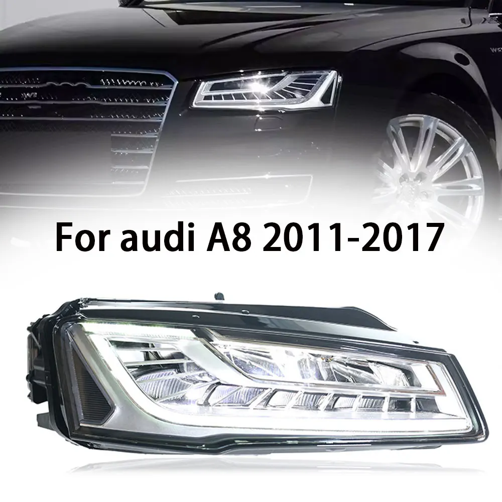 

Автомобильные аксессуары, фара для Audi A8, фары 2011 2012 2013 2014-2017 A8L, светодиодная фара DRL, динамический Singal, дальний ближний свет