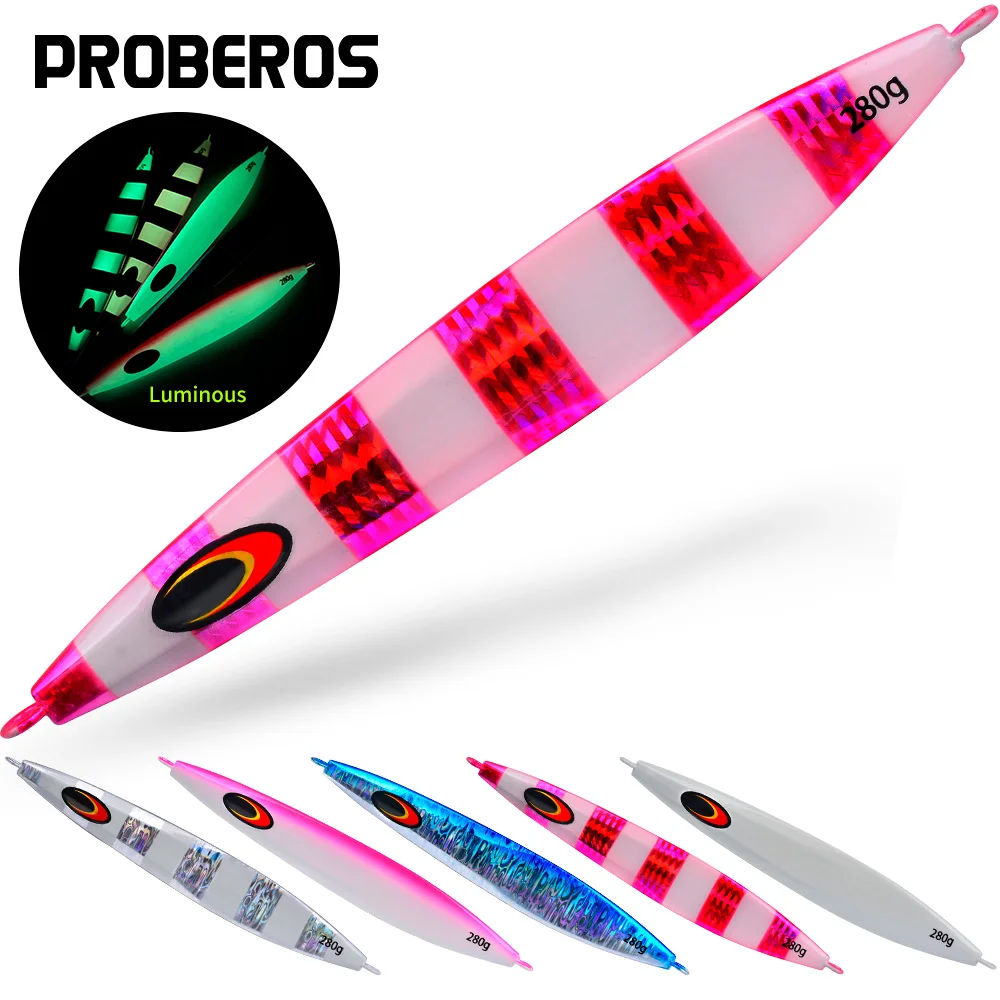 PROBEROS 5PCS Luminous Metal Fishing Lures Artificial Hard Bait Pesca Tackle Saltwater Freshwater Jig with 120G- 280G Wholesale