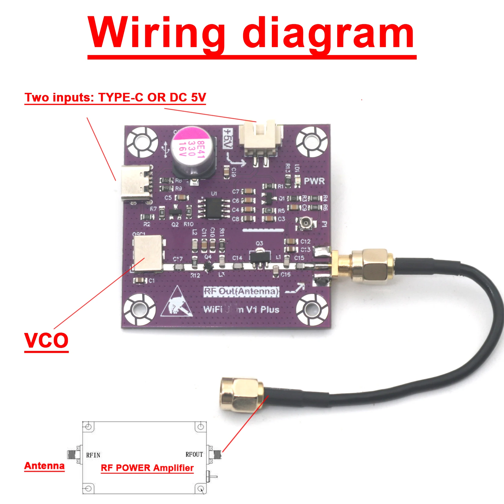 Imagem -02 - Fonte Vco Usb 433mhz5.8ghz 915mhz 1.5ghz 2.4ghz Gerador rf para Rádio fm Wi-fi bt Gnss Drone Walkie-talkie Gps Amplificador de Potência