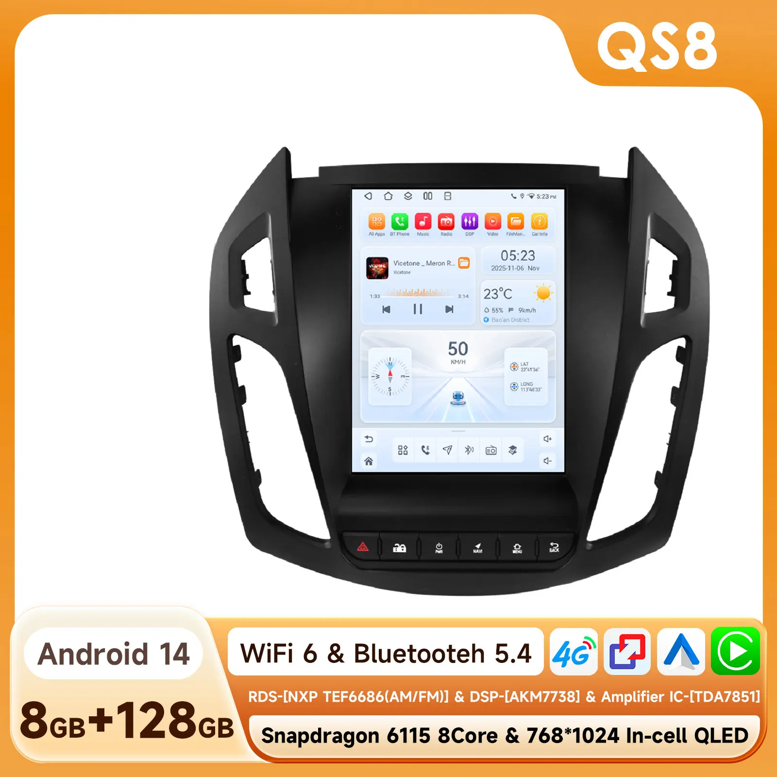 Hizpo Auto Intelligente Systemen voor Tesla-stijl voor Ford Tourneo Connect / Transit Connect 2013 - 2018 Head Unit Stereo Speler WIFI 4G