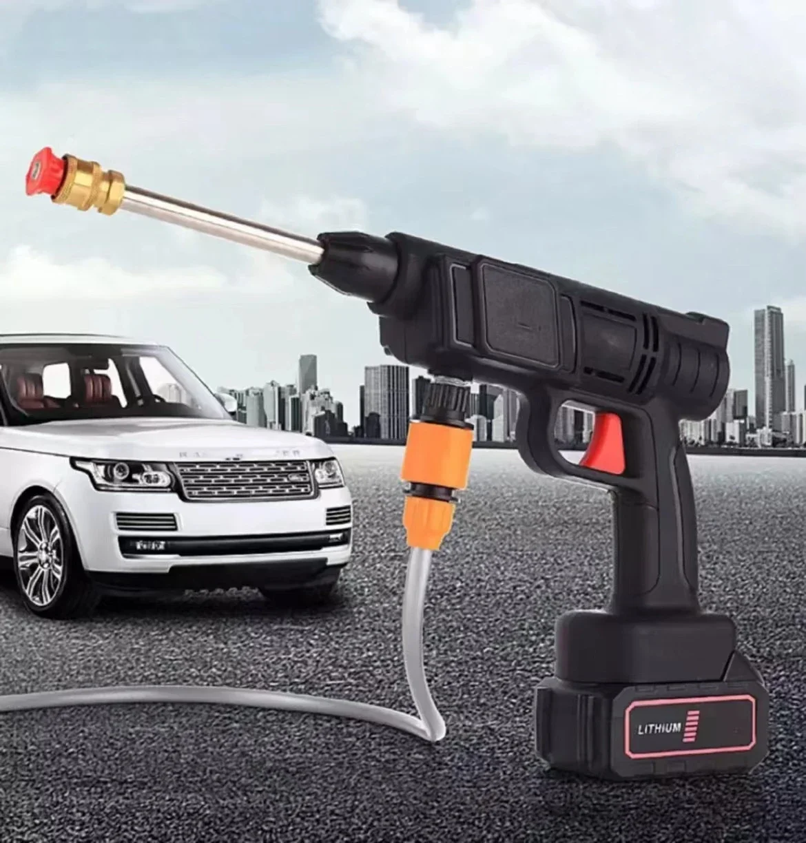 MRD Portable Powerful High Pressure 48v Lithium Cordless Wireless Car Wash Water Jet Foam Gun Car Washer 2 Batteries 1charger