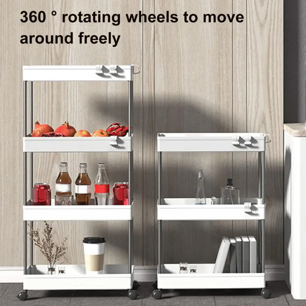 Storage Trolley Mobile Shelving Unit Organizer 3 Tier Mobile Shelving Unit with Capacity Adjustable Design Utility for Easy