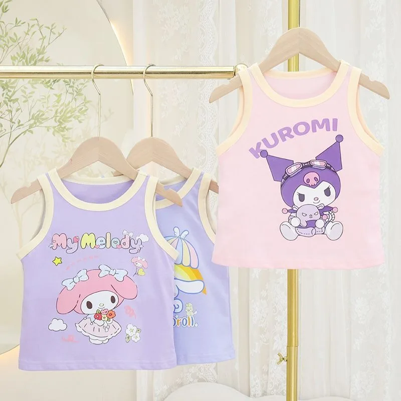

Children Summer Cinnamoroll My Melody Anime Kawaii Sanrio Fashionable Vest Clothing Cute Cartoon Casual Shirt Gifts Toys