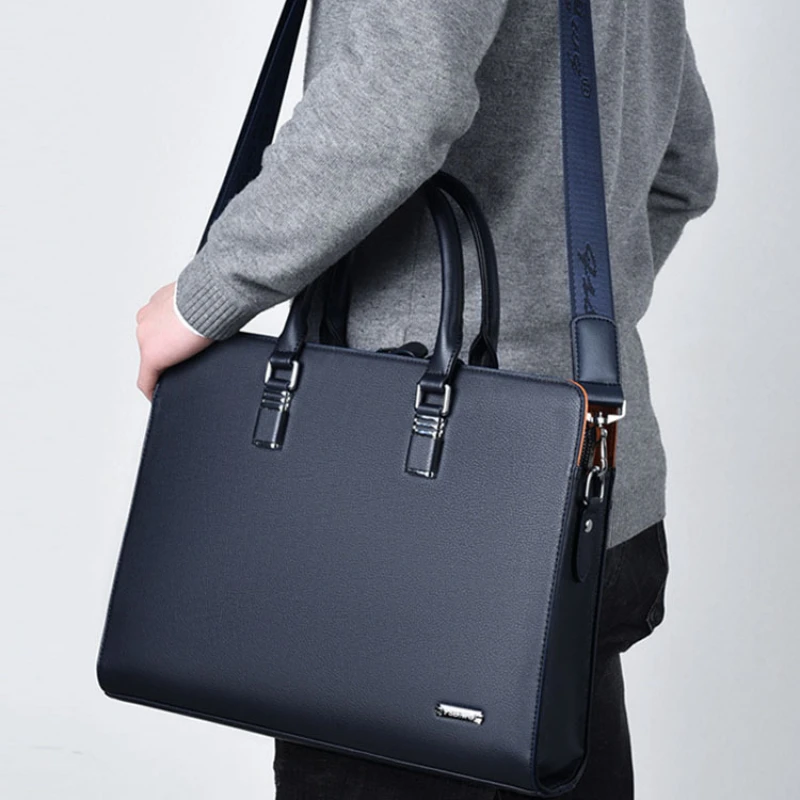 High-end Handbag for Male with Computer Storage and ID Card Holder Large Capacity Coffee Shoulder bag Men's Document Briefcase