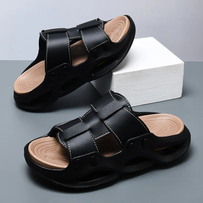 

2025 Beach Men's Sandals Summer Breathable Thick-Soled Slippers Non-Slip Wear-Resistant Outer Wear Sandals Mens Open Shoes
