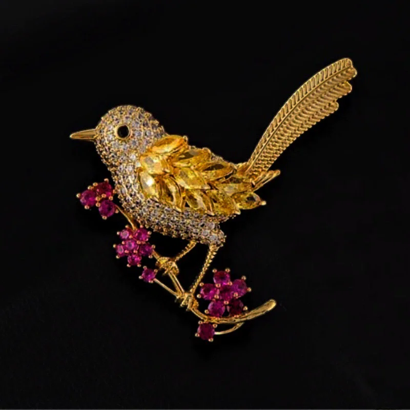 Luxury Rhinestone Magpie Brooch Pins for Women Girls Female Crystal Brooches Cute Anti Slip Suit Collar Badges Jewelry Girls