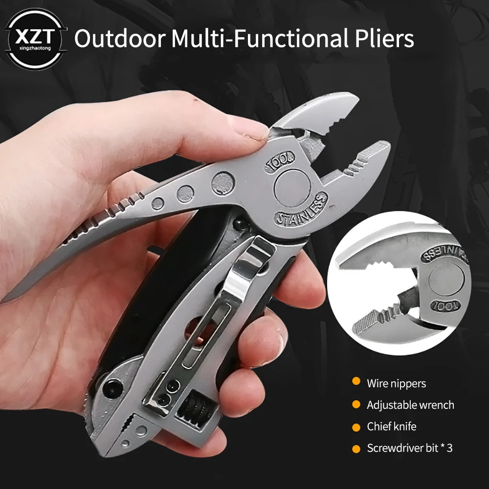 Multitool Pliers Pocket Knife Screwdriver Set Kit Adjustable Wrench Jaw Spanner Repair Outdoor Camping Survival Portable