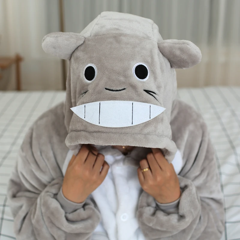 Adults Kids Totoro Onesies Soft Long Sleeves Pajamas Home Clothes Women Men Anime Cosplay Costumes For Christmas Halloween Party view 4