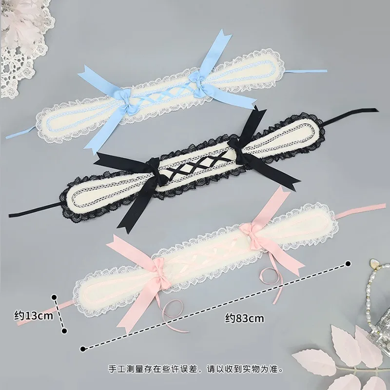 Ribbon Bow Hairband with Hairpins Girls Lolita Ruffled Headband Cute Rabbit Ear headdress hair accessories maid headband