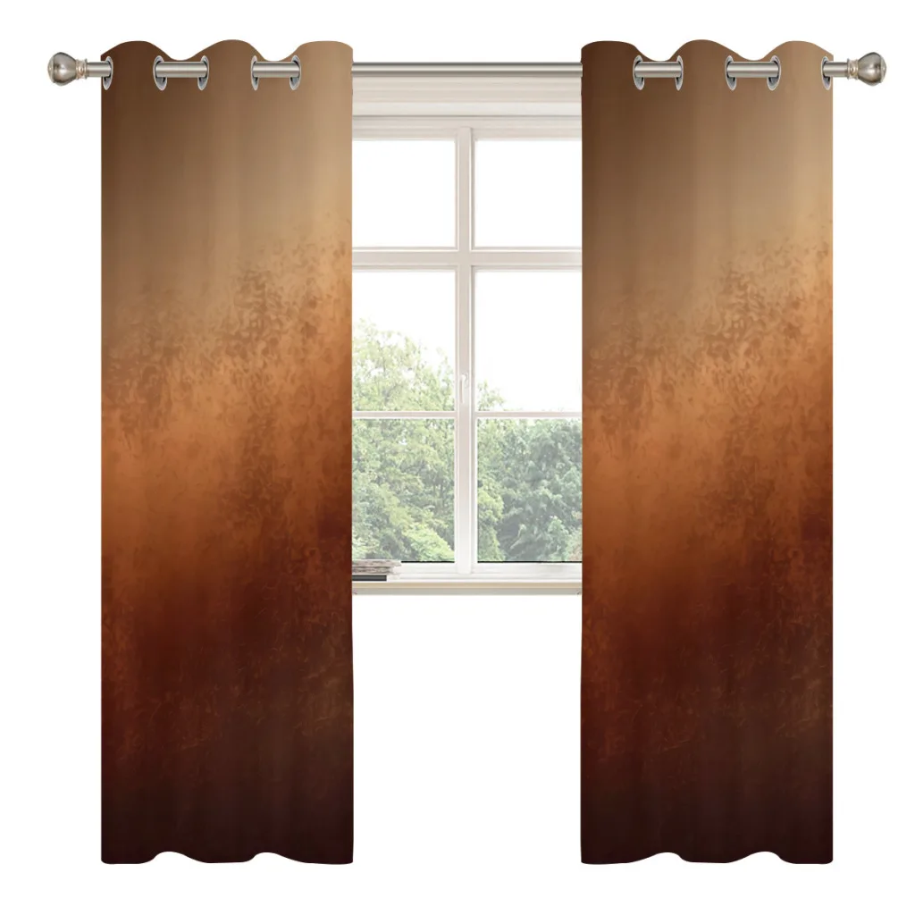 Gradient Brown And Rust Bronze Shading Curtains  for Living Room Decoration Window Curtain 2 PC 