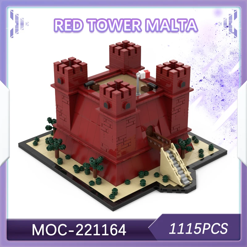 

1115 шт., креативный средневековый замок, красная башня, Мальта, строительный блок, модель кирпича, набор мелких частиц, креативные рождественские подарки MOC-221164