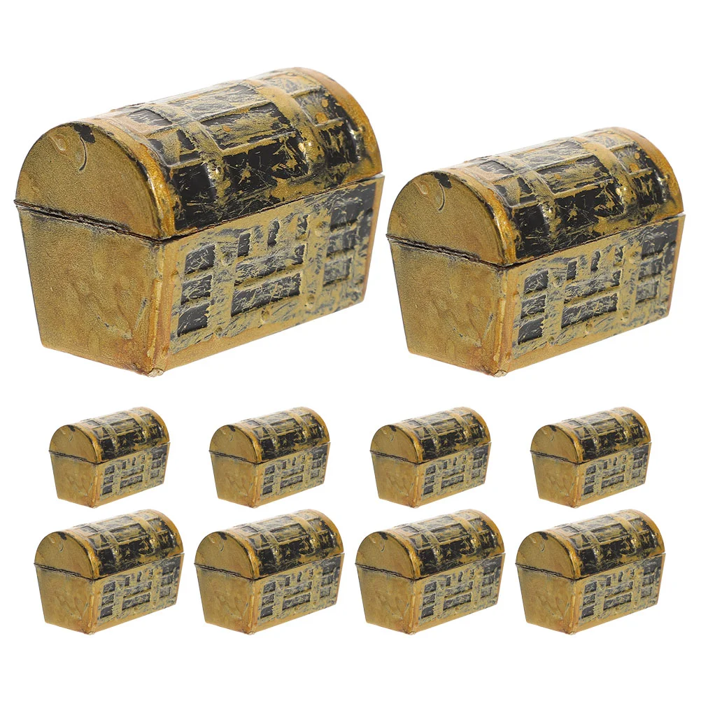 

10 Pcs Mini Treasure Chest Pirate Themed Decor Gift Boxes Toy Desktop Miniature Scene Layout Props Plastic