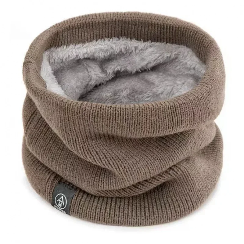 Unisex Solid Cashmere Plush Warm Winter Ring Scarf Women Men Knitted Full Face Mask Snood Neck Scarves Bufanda Thick Muffler New