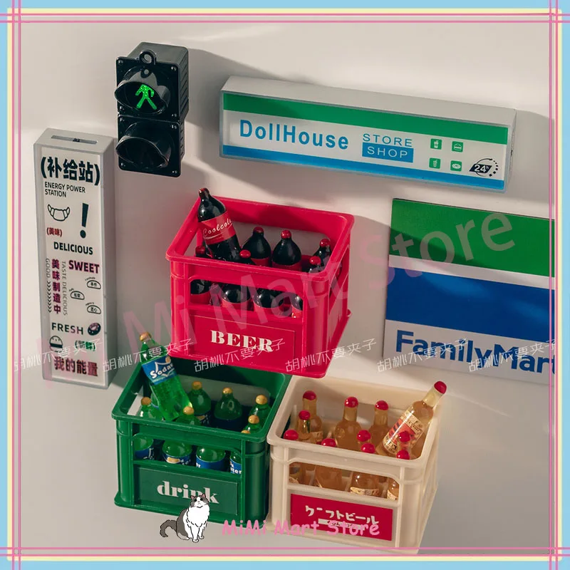 Mini Simulation Kühlschrank Magnet Supermarkt Versorgung Station Trinken Zeichen Magnetische Stick-On Platte Tablett Umsatz Box Dekoration