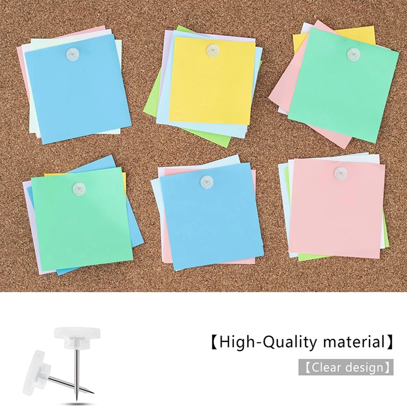 50/100Pcs Transparent Push Pins Plastic Clear Thumb Tacks Flat Push Pins For Cork Board, Wall Hanging, Bulletin Board and Crafts