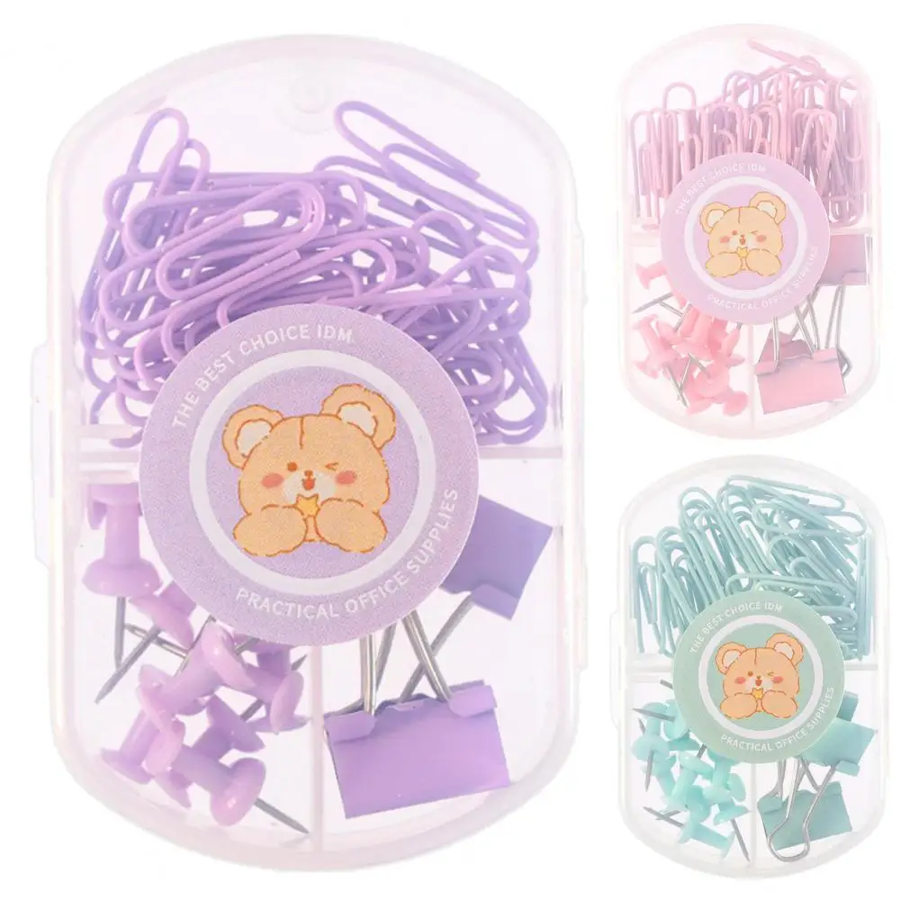 Paper Clip Set Durable Rustproof Dovetail Clamp I-shaped Nail Set with Storage Box for Office School Organization