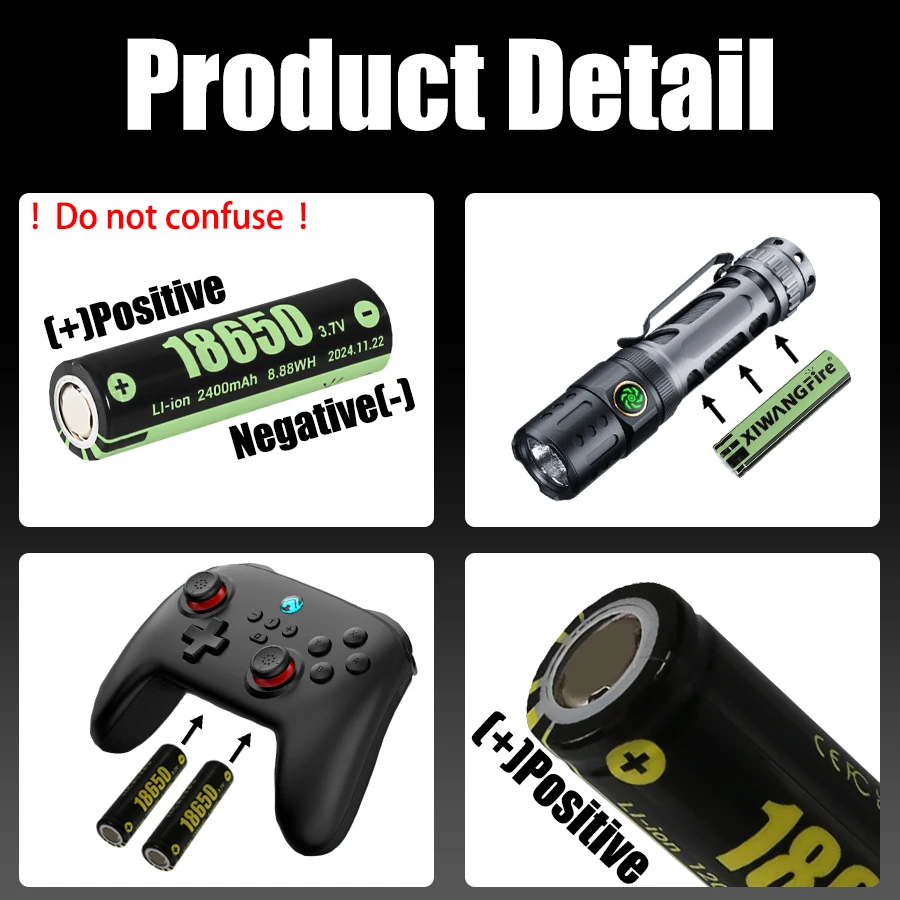 100% جديد وأصلي 3.7 فولت 18650 بطارية قابلة للشحن 2400 مللي أمبير 18650 بطاريّة ليثيوم قابلة لإعادة الشحن لمكبرات الصوت أجهزة الراديو المصابيح الأمامية اللعب #4