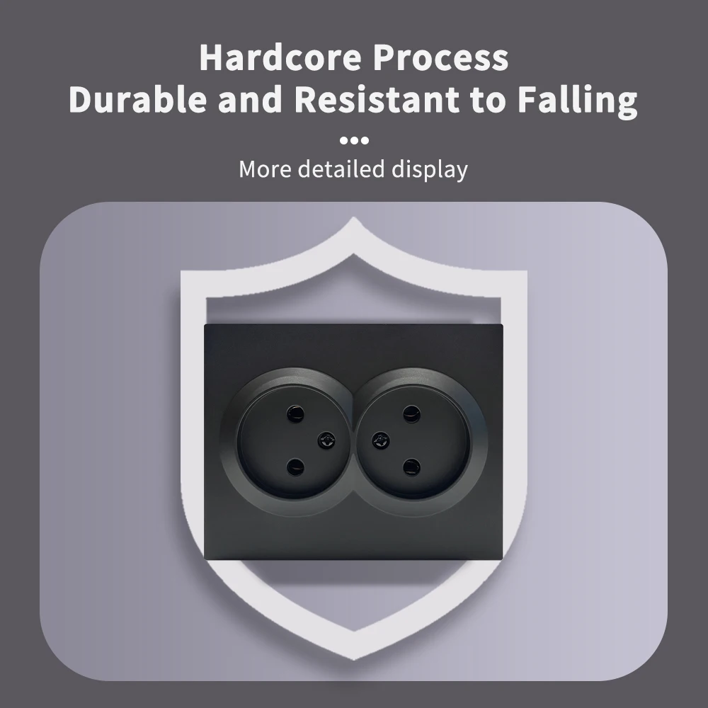 

NESS Черная настенная двойная розетка 16А Стандартная электрическая розетка ЕС Стандартная розетка заземления