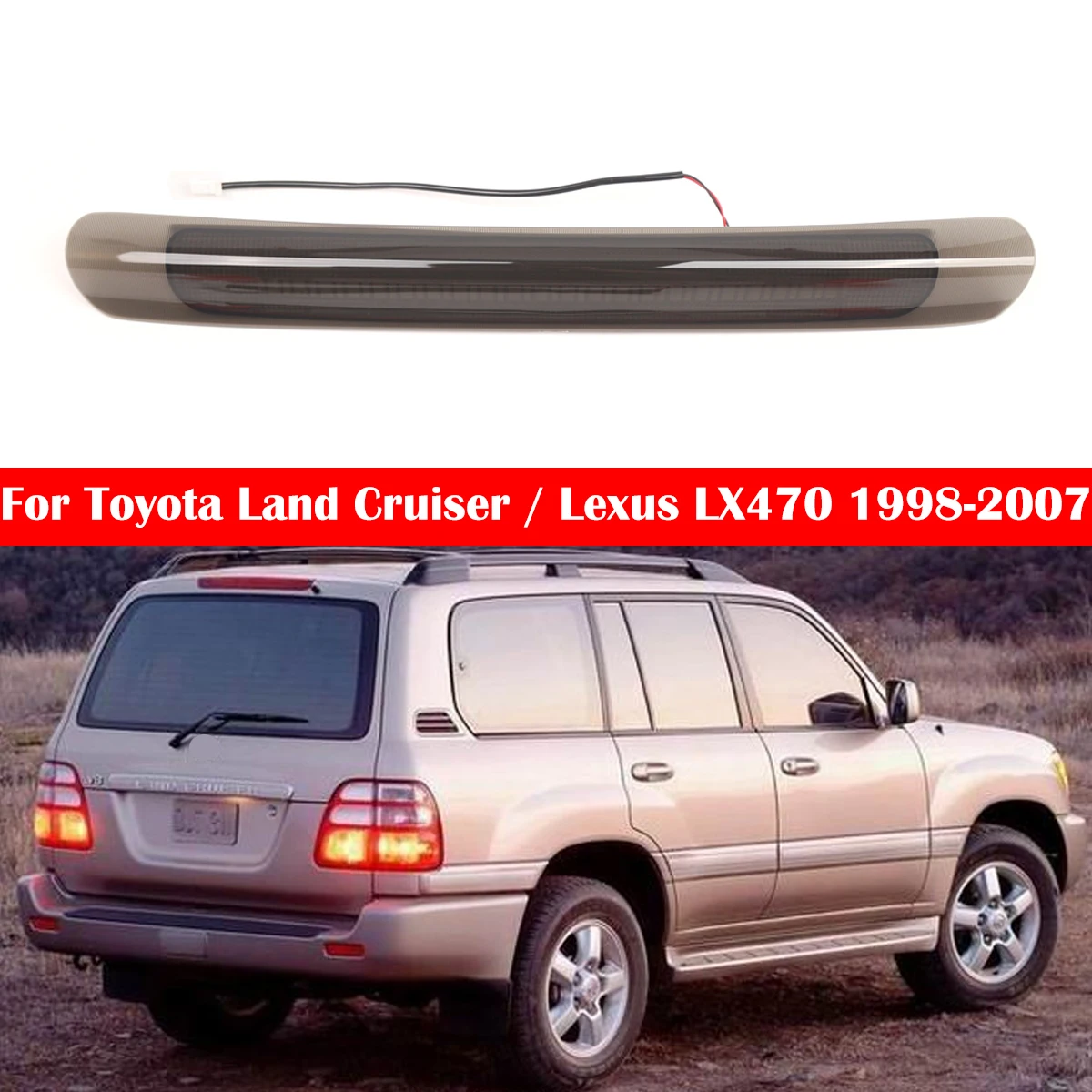 81570-60061,81570-60060 For Toyota Overbearing FJ100/LX470(1998-2007) High Position Brake Light Black Rear Taillight Brake Light