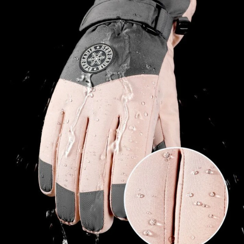 

Winter Skiing Gloves for Women Touchscreen Waterproof Fleece Lined Thickened Cotton Warm Windproof Outdoor Sports Motorcycle Rid