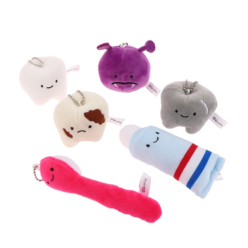 Cute Fun Plush Doll Toy Cartoon Stuffed Tooth Toothpaste Toothbrush Dolls Keychain Bag Pendant For Kids Gifts