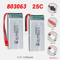 Batteries 3.7V 1250mAh 25C 803063 High Rate Drone Battery Accessories for Modelling Aircraft Parts +USB Charging Cable