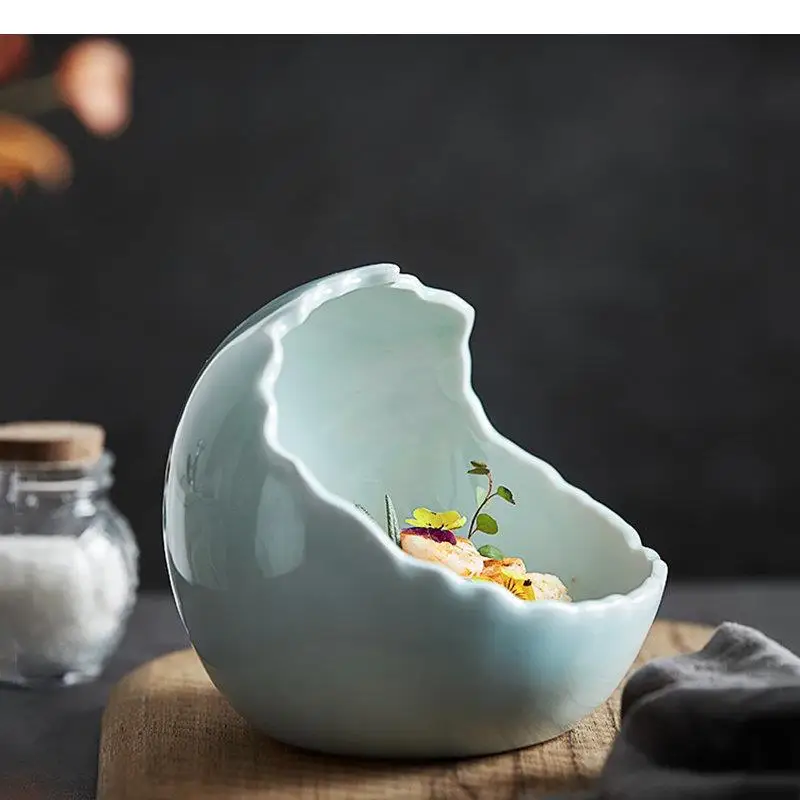 Ceramic Bowl Restaurant Eggshell Shaped Thick Soup Snack Dessert Bowls Sushi Household Tableware