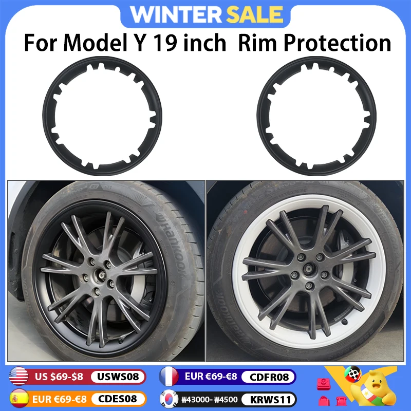 4PCS For Tesla Model Y 19 Inch Rim Wheel Hub Protection Patch Protector Parts Automobile Cover Cap Hubcaps Accessories 2020-2024