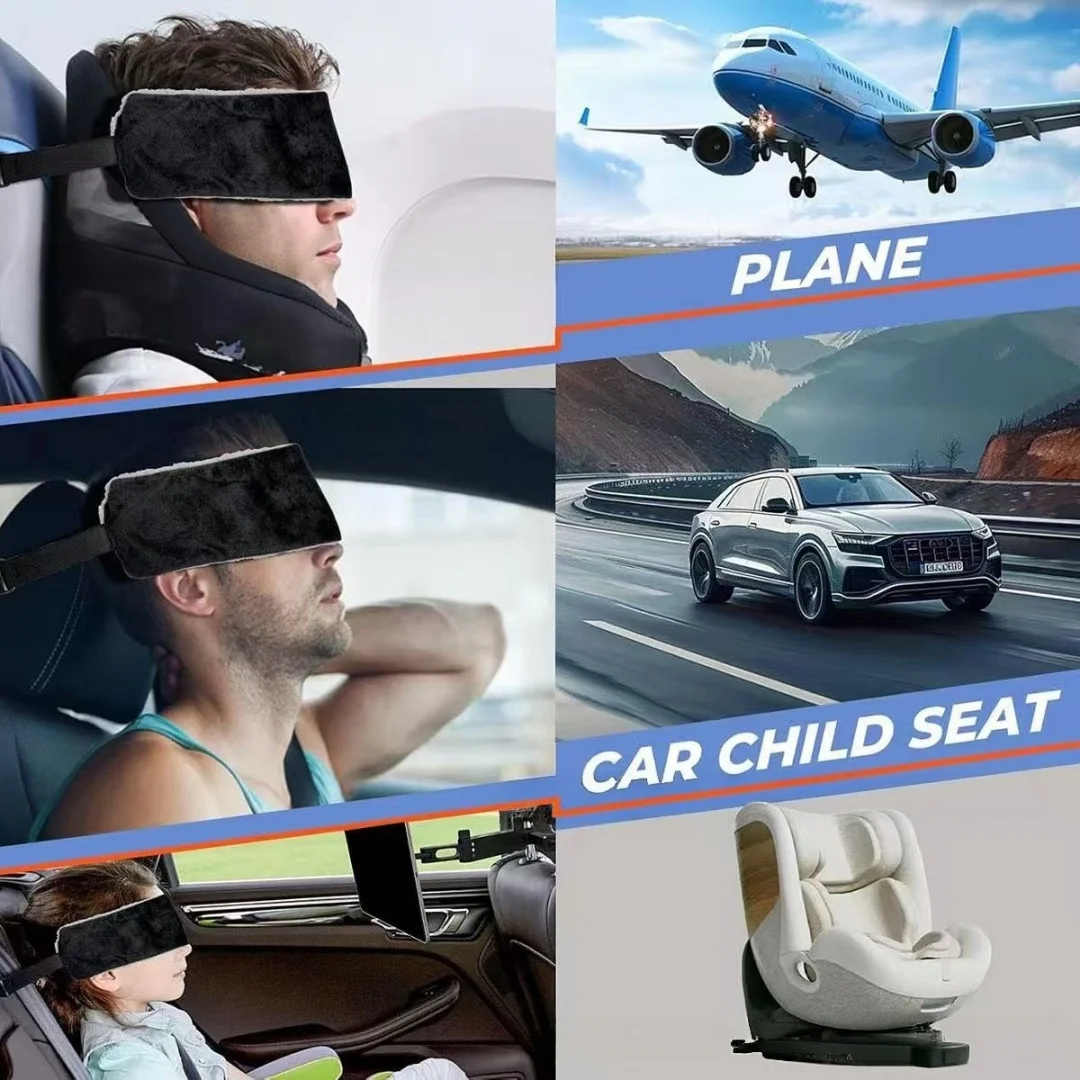 Popular Comfortable Velvet Travel Head Support Eye Mask for Airplane and High-Speed Rail Trips, Light-Blocking and Breathable Sleep Mask for Outdoor Use