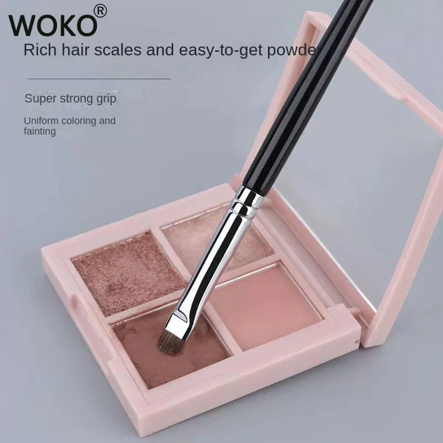 Płaski pędzel do cieni do powiek z włosia końskiego Precyzyjna liner Smokey Smudge Liner Angled Shader Profesjonalne narzędzie do pędzli do makijażu