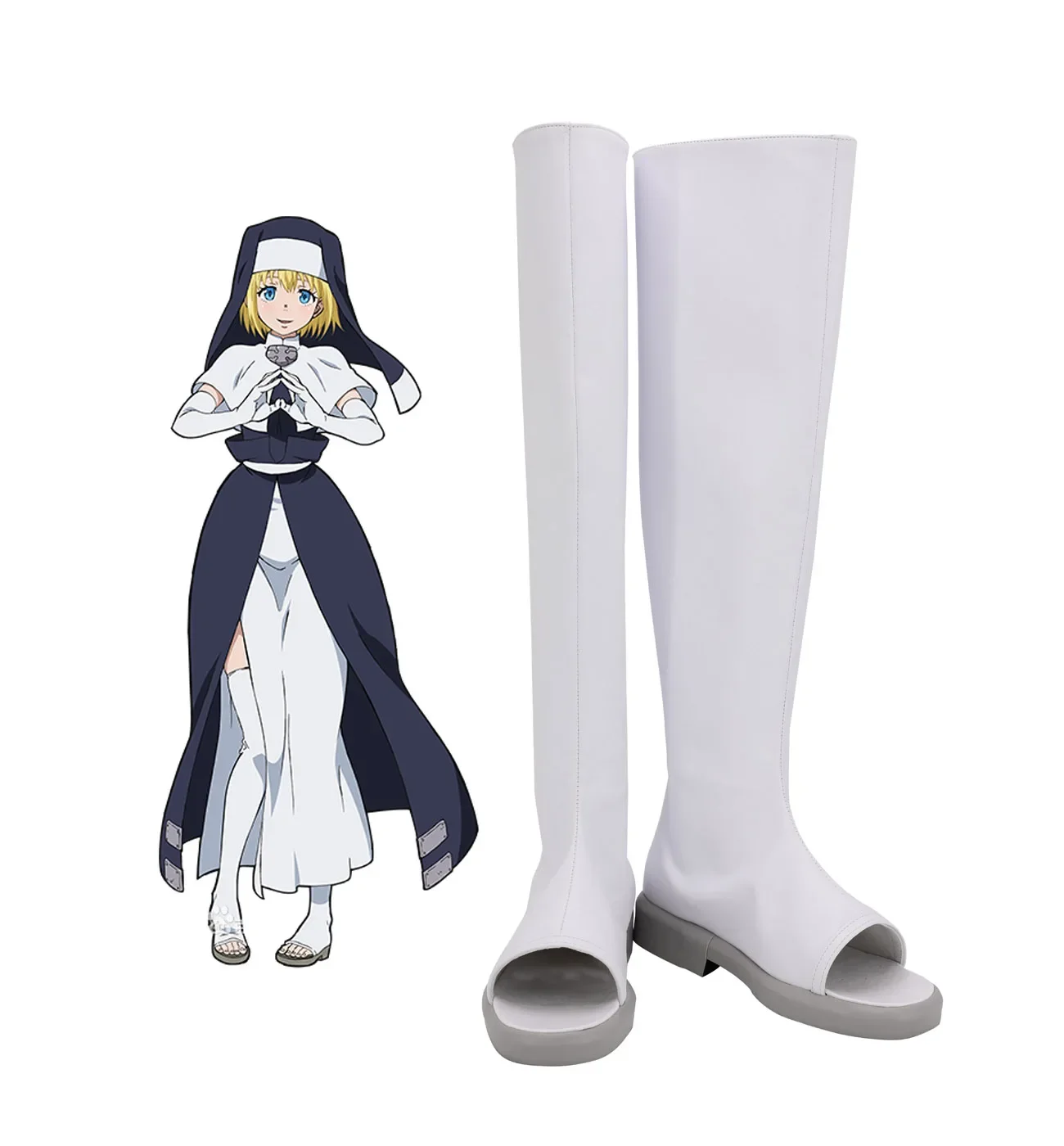 Fire Force Iris Cosplay Stiefel weiße Schuhe nach Maß für Halloween Party Kostüm Zubehör