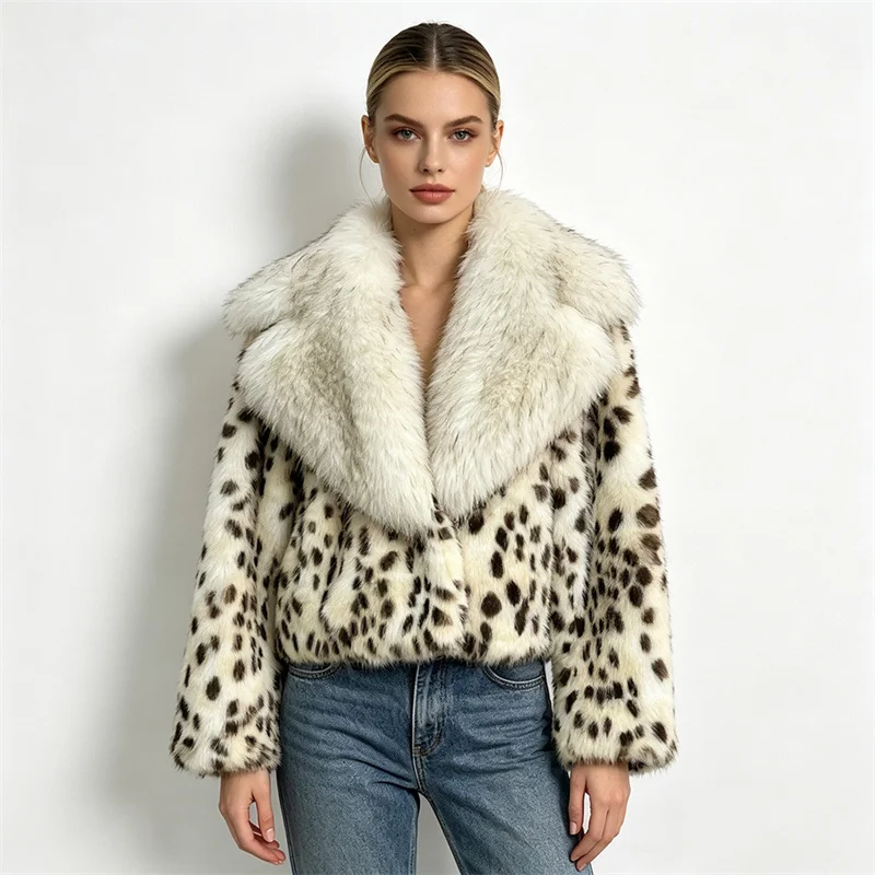 

2026 Faux Fur Coat Brown Women Winter Coat Female Warm Fur Jackets Women's Coat Turn Down Collar Overized Elegant Woman Coats