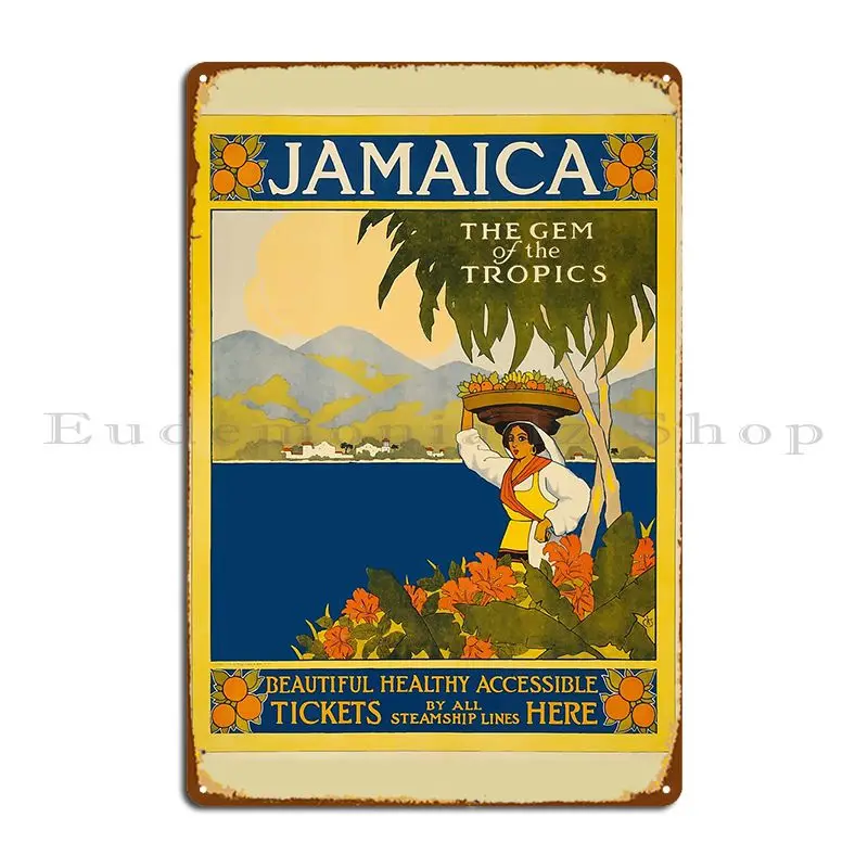 Jamaica Gem Of The Tropics Postcard Metal Sign Wall Mural Cinema Party Club Living Room Printed Tin Sign Poster